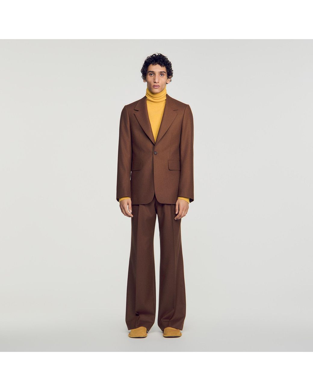 Sandro Brown Wool Suit Jacket for men