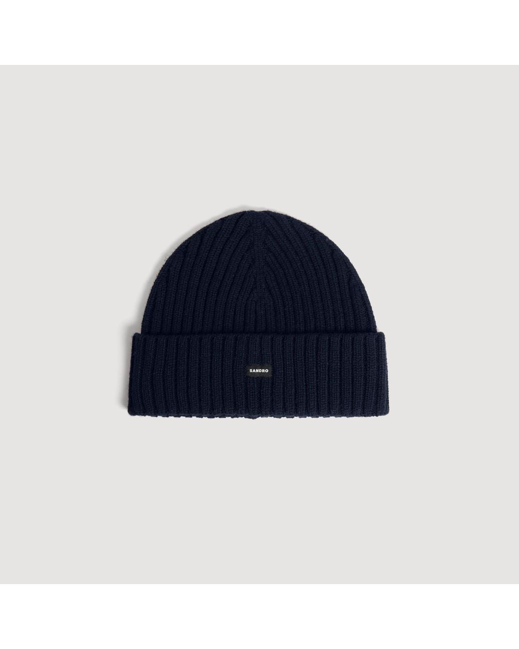 Sandro Blue Ribbed Beanie for men
