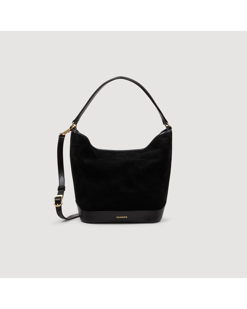 Sandro Black Soft Suede Shopping Bag