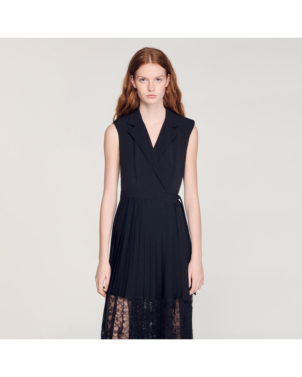Sandro Blue Lace Collar Maxi Dress