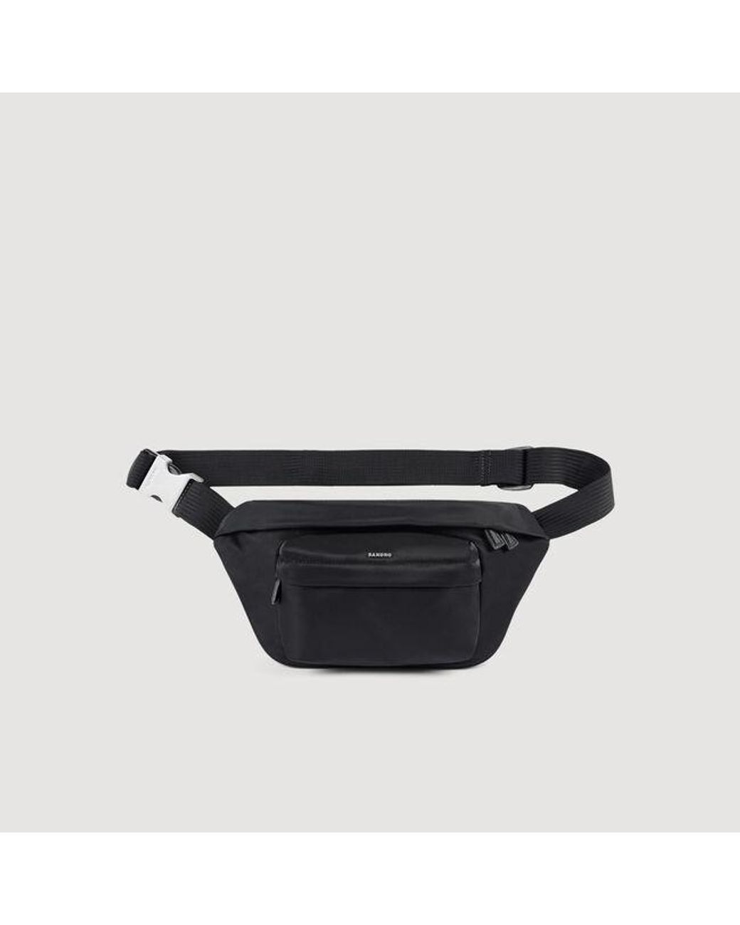 Sandro Black Technical Fabric Shoulder Bag for men