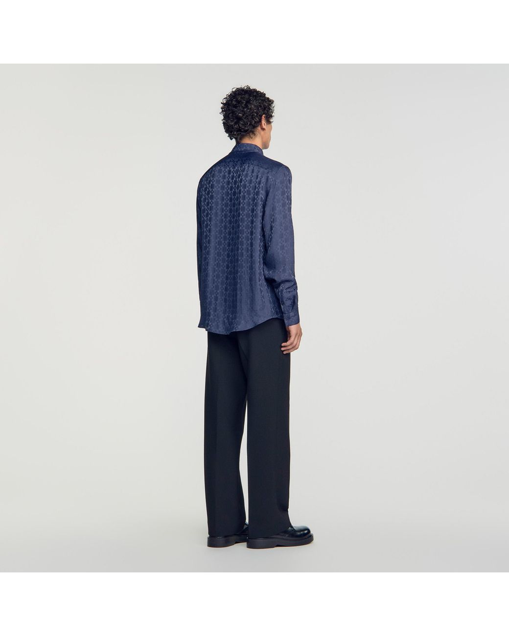 Sandro Blue Square Cross Loose-Fit Shirt for men