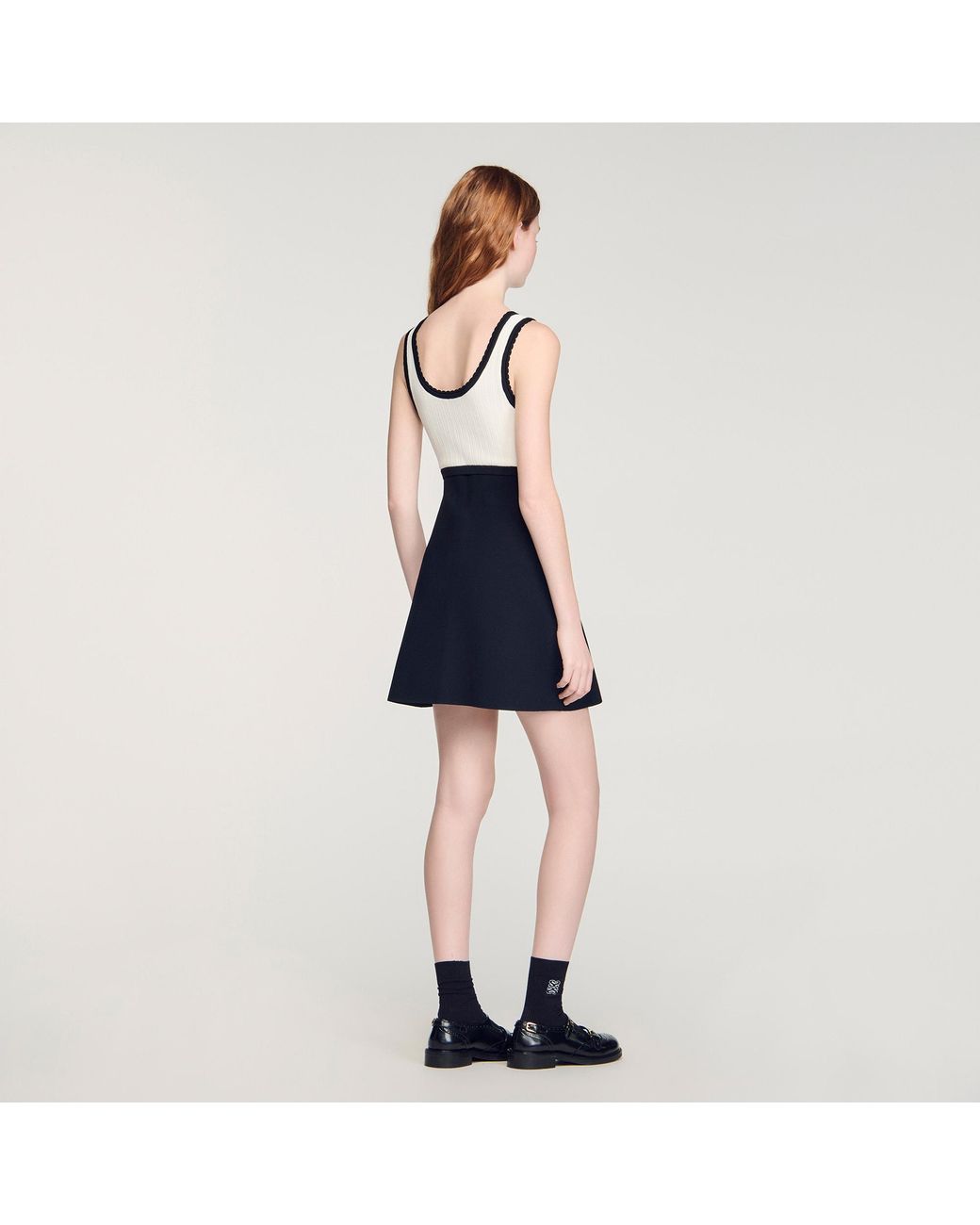 Sandro Blue Two-Tone Knit Short Dress