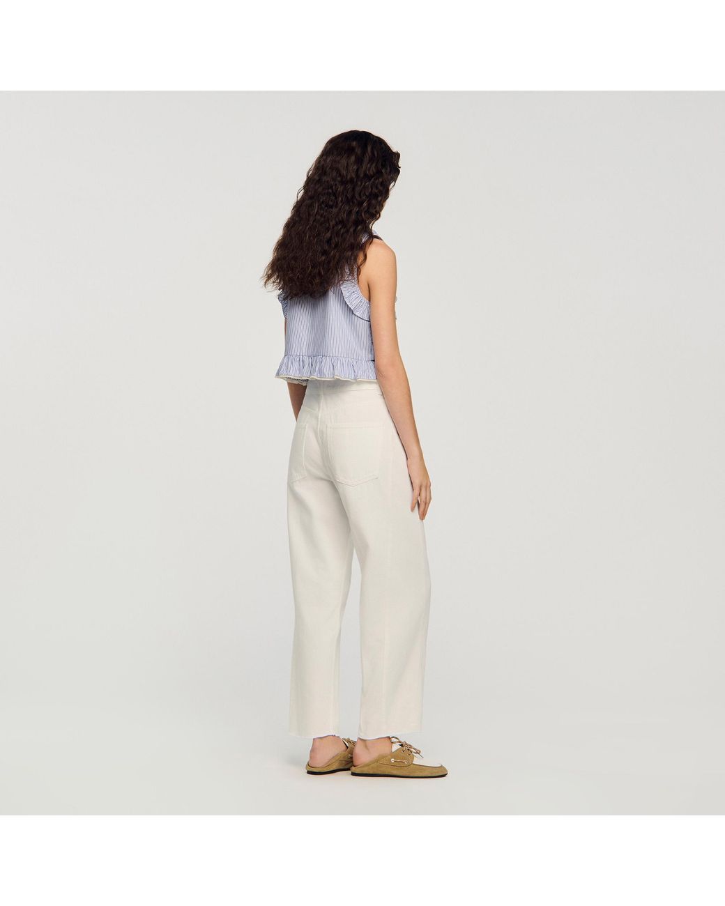 Sandro White Barrel Jeans