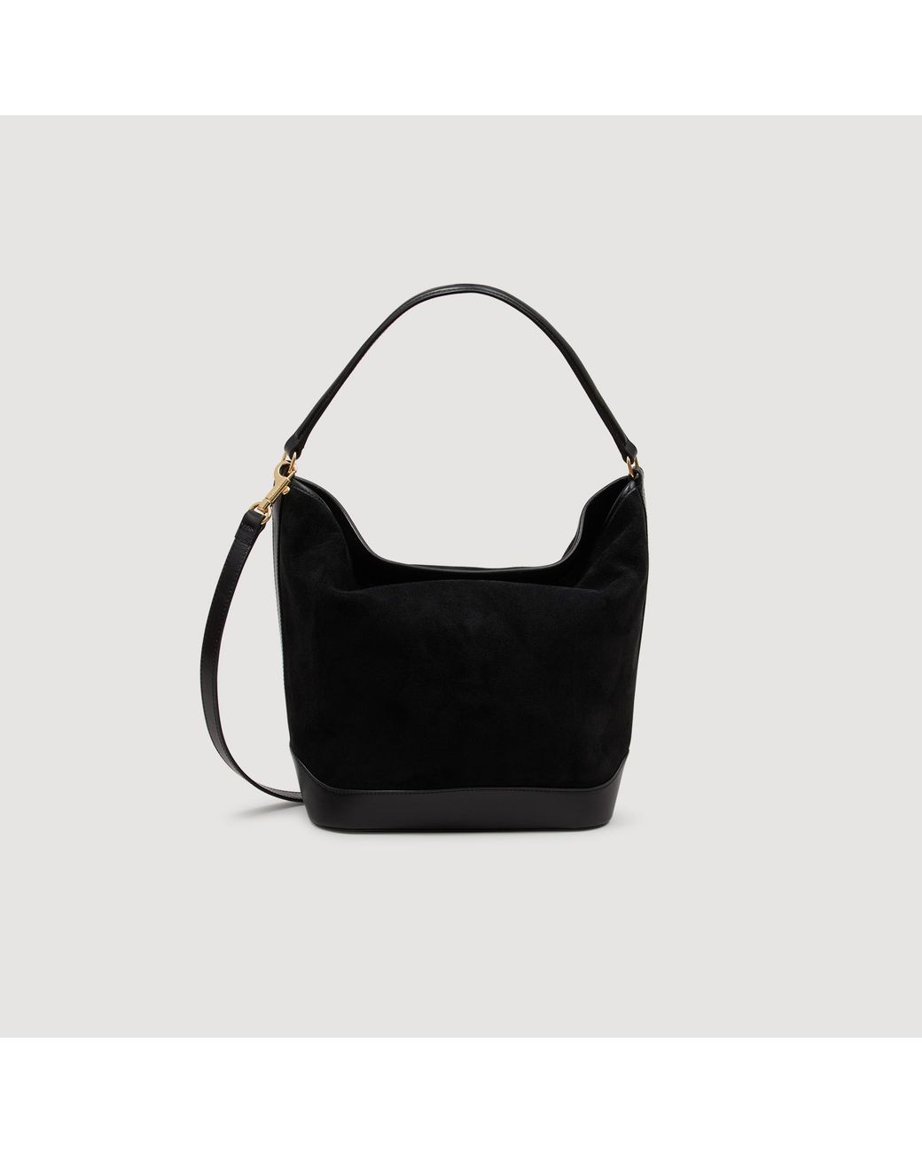 Sandro Black Soft Suede Shopping Bag
