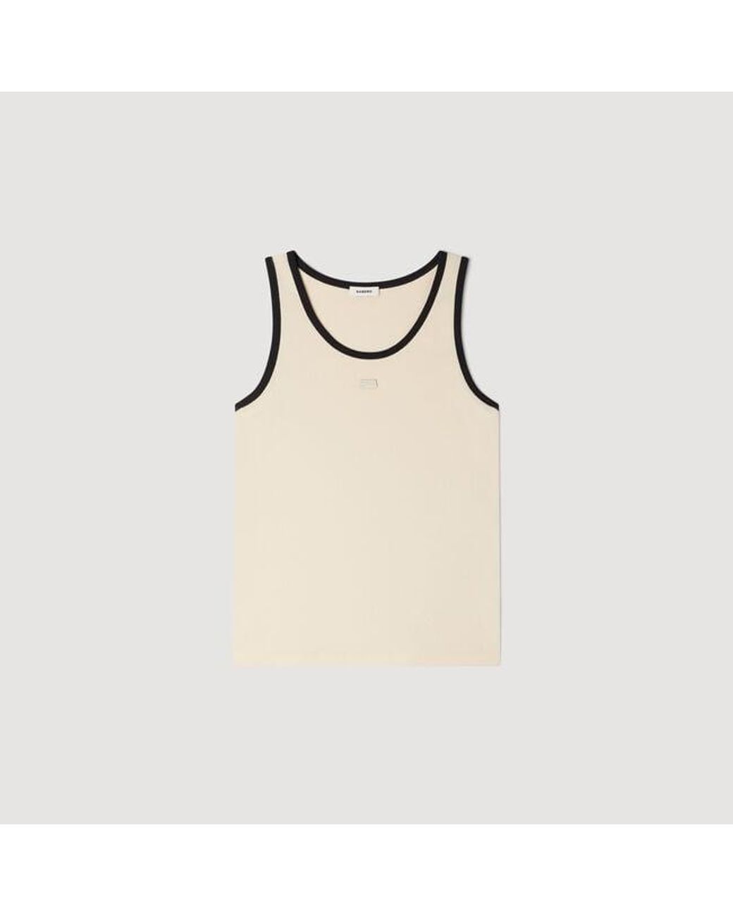 Sandro Natural Cotton Vest Top With Patch for men