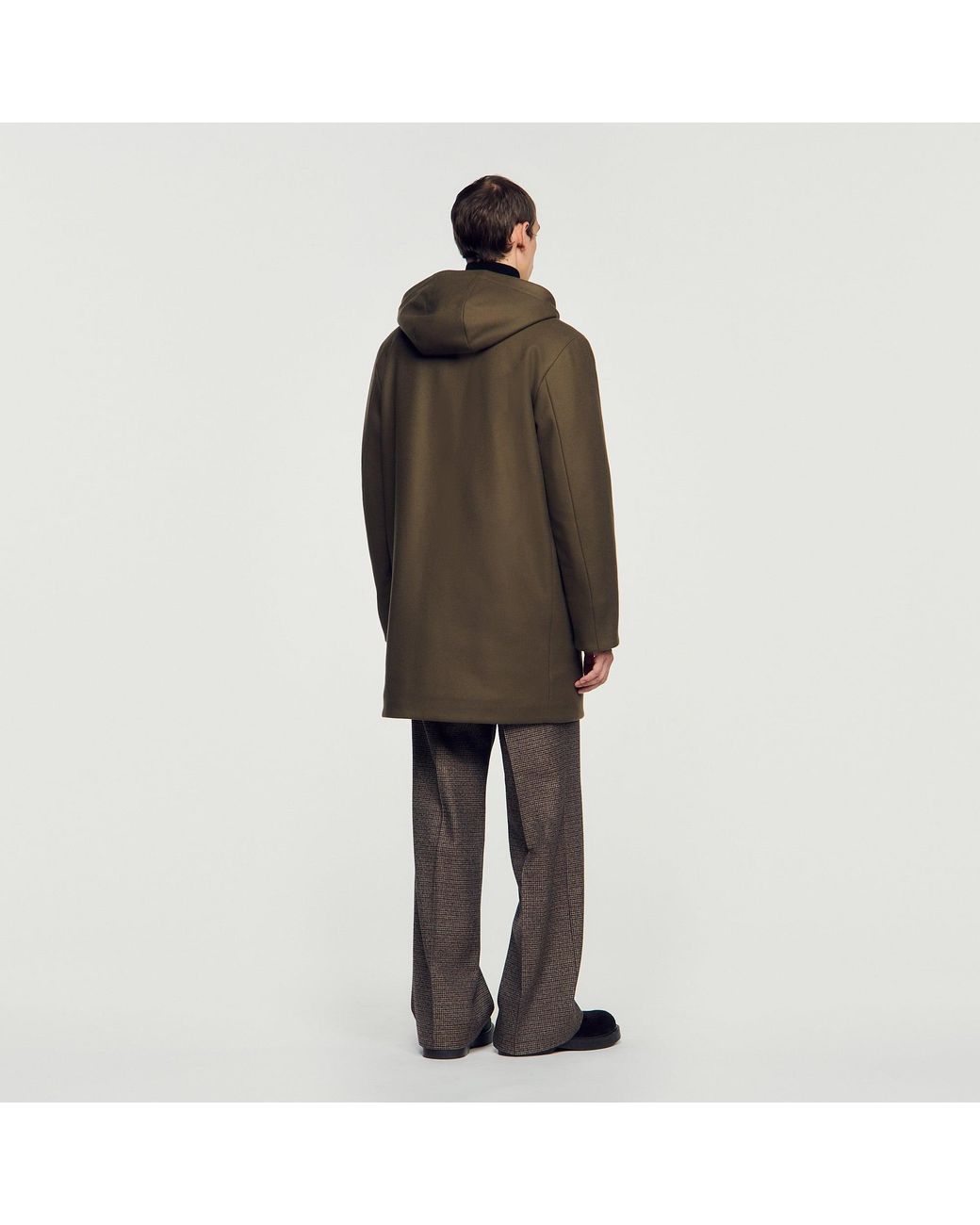 Sandro Black Wool And Cashmere Parka for men