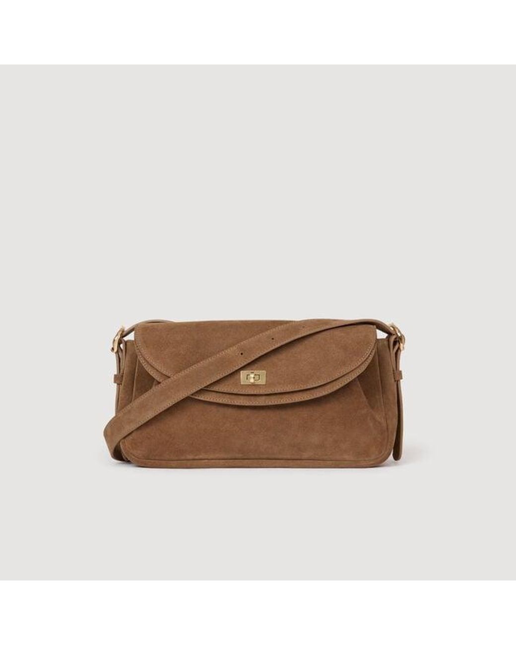 Sandro Brown Le Mambo Suede Leather Bag