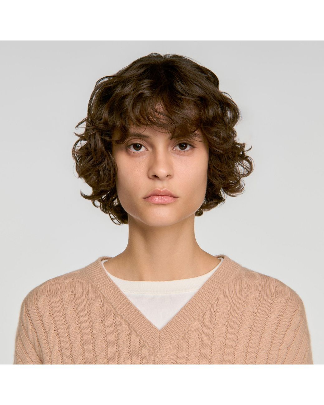 Sandro White 2-In-1 Cable Knit Sweater