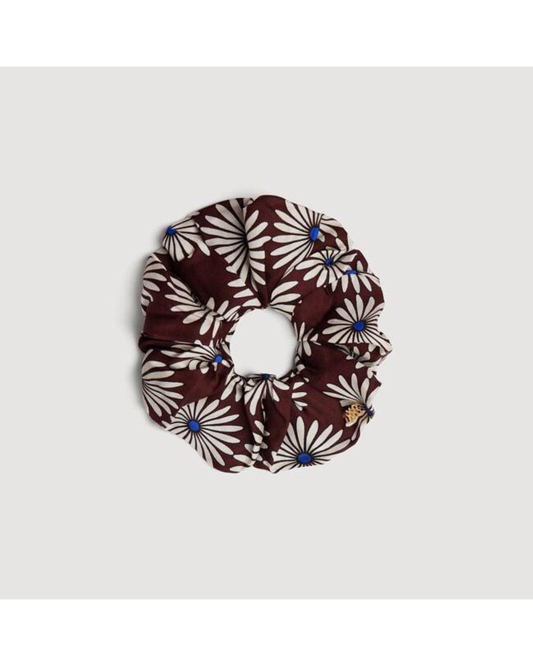 Sandro Metallic Printed Silk Scrunchie