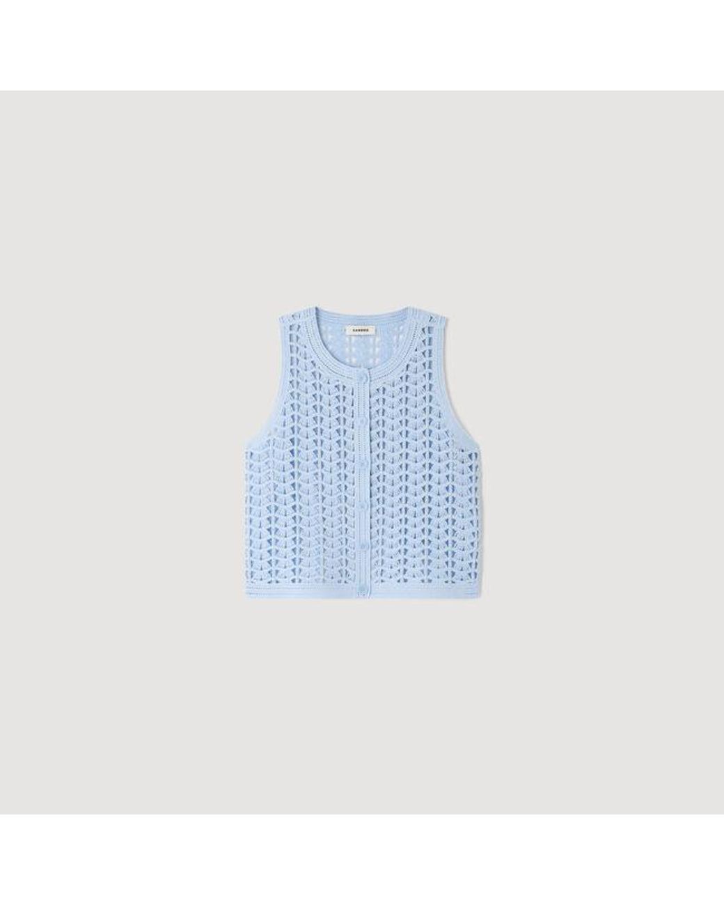 Sandro Blue Beaded Crochet Cardigan