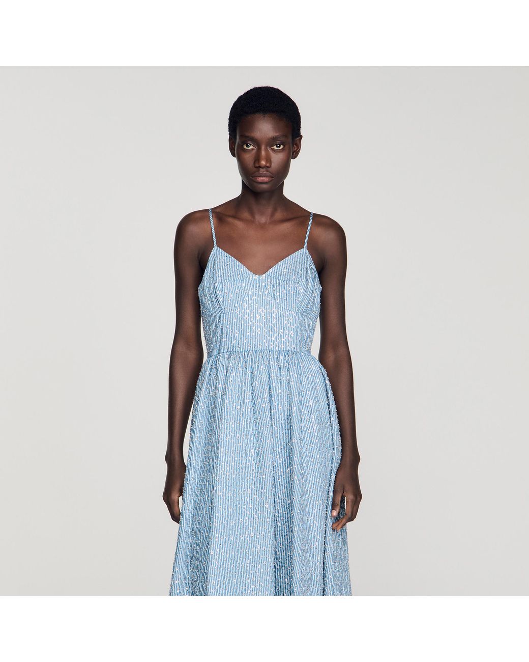 Sandro Blue Sequined Maxi Dress