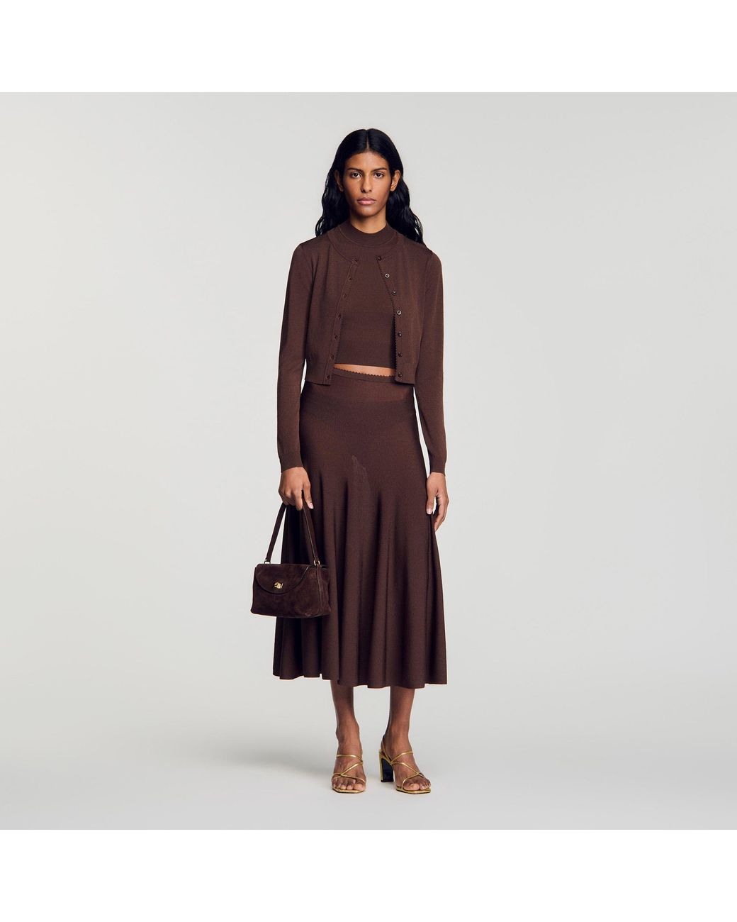Sandro Red Fine Knit Cardigan