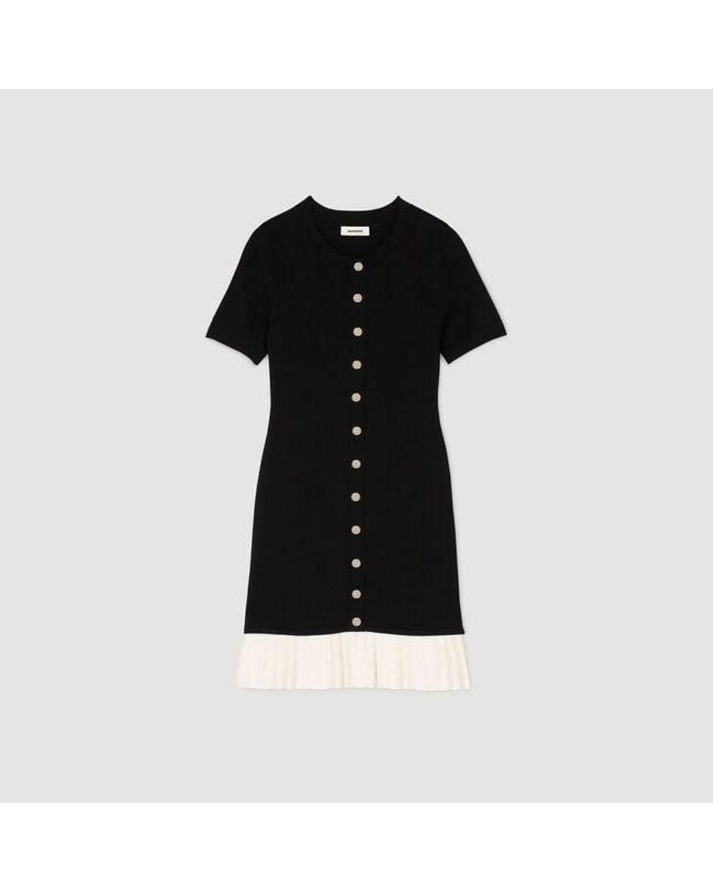 Sandro Black Pleated-Hem Mini Dress
