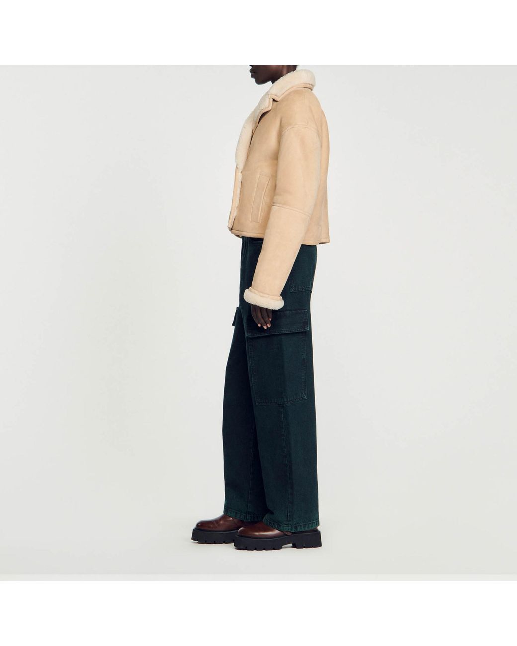 Manteau peau lainée sandro sale