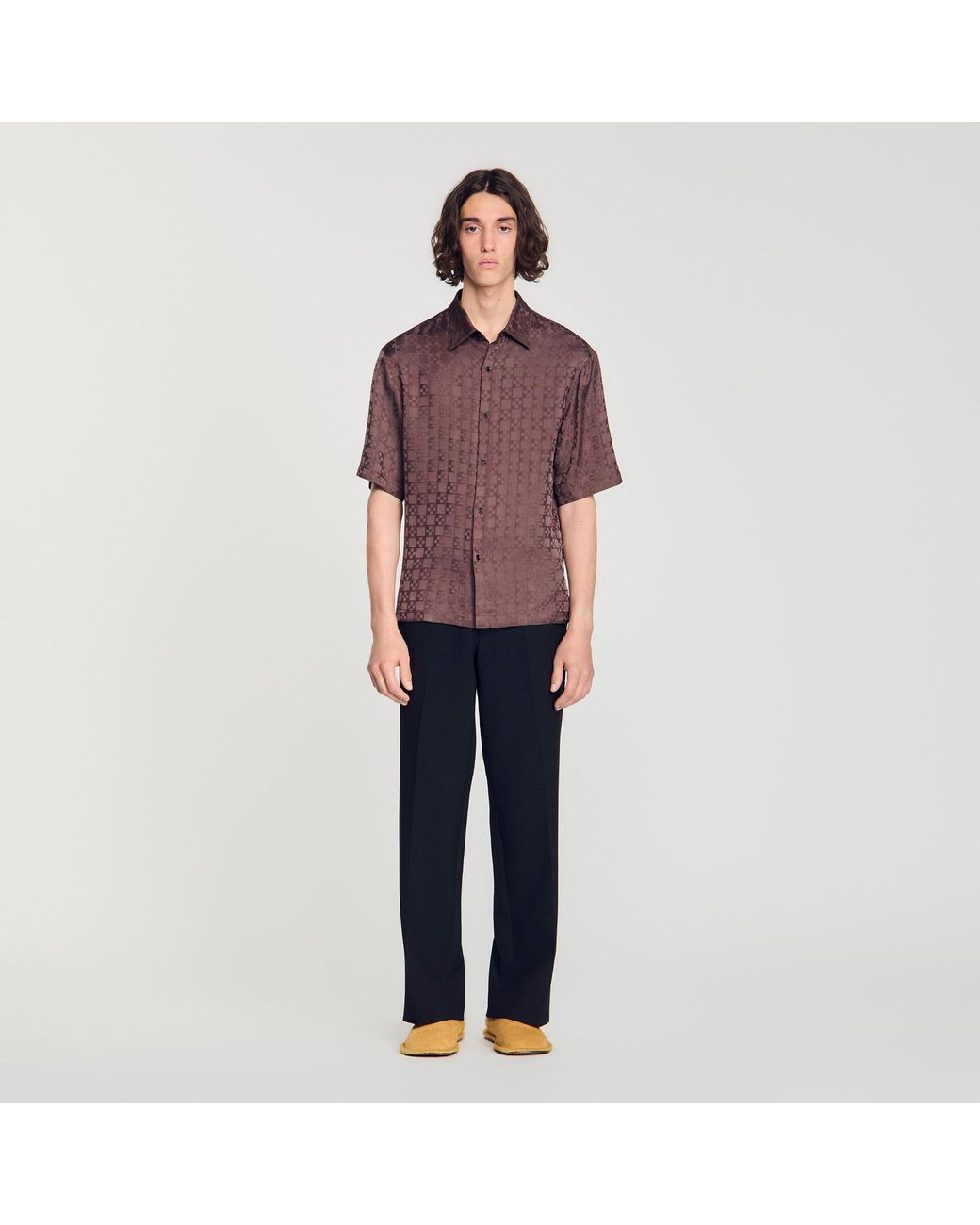 Sandro Red Square Cross Loose-Fit Shirt for men