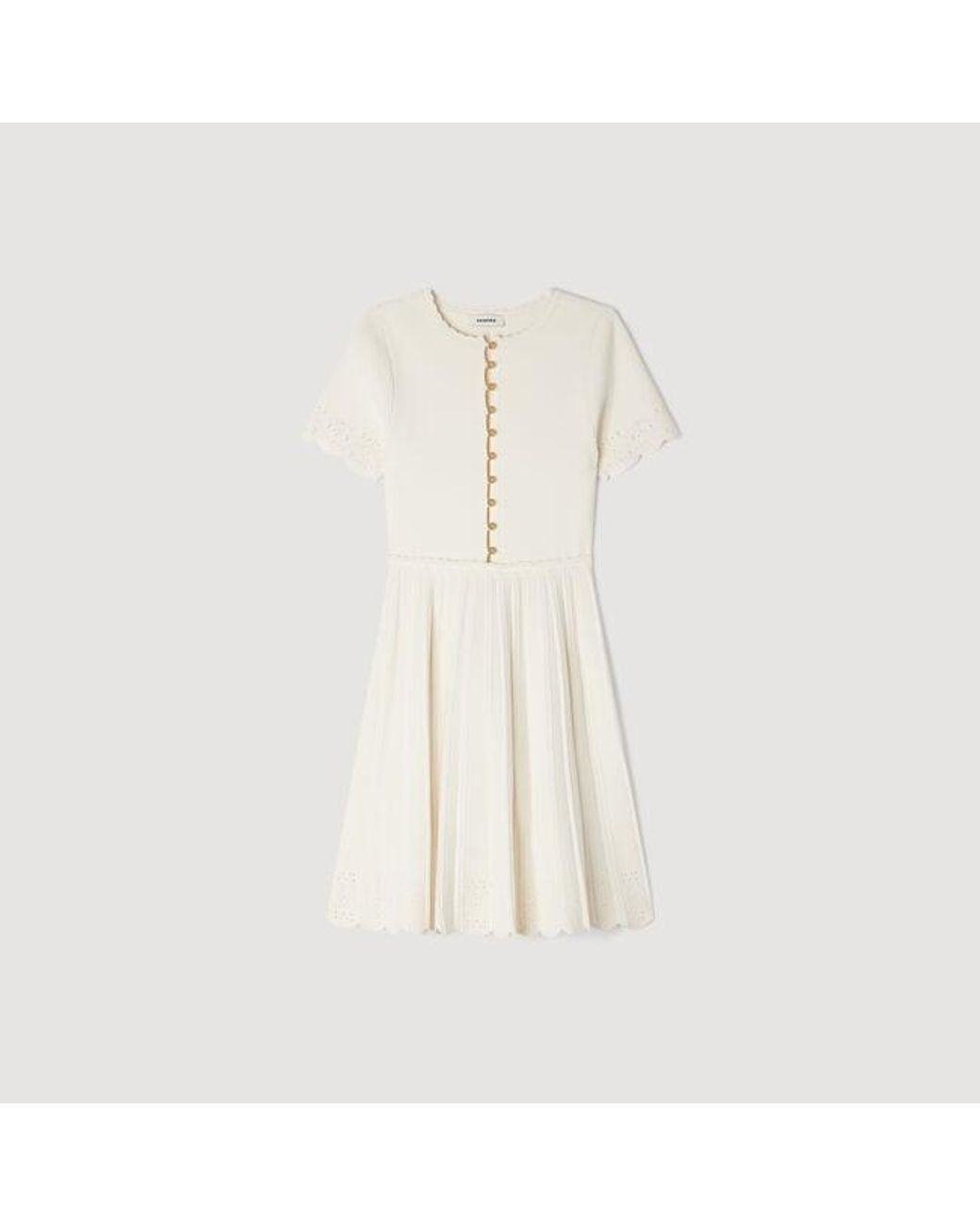 Sandro Natural Pointelle Knit Short Dress