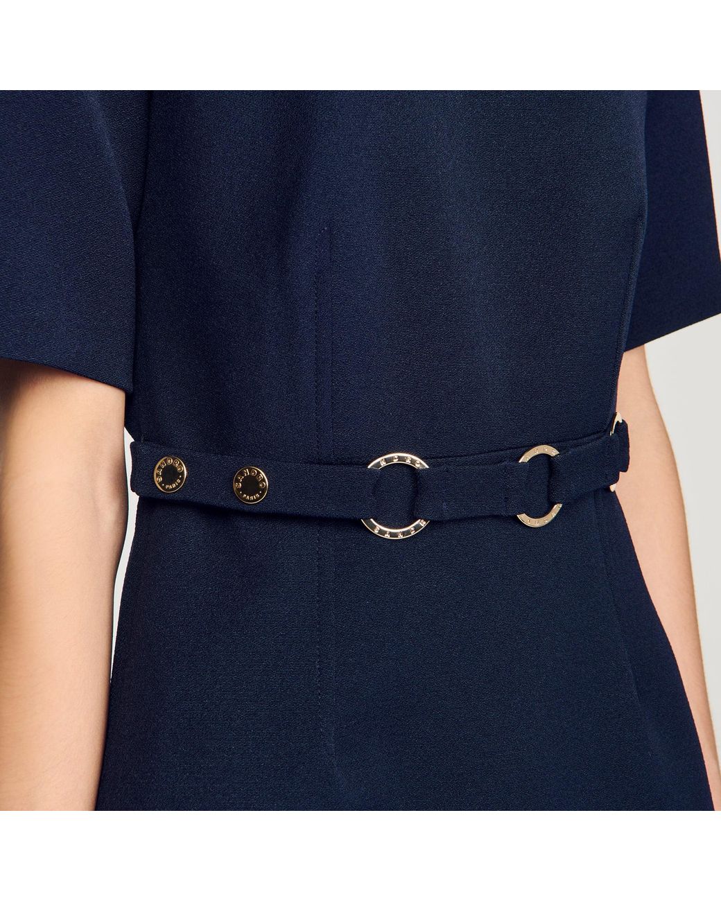 Sandro Blue Short Dress With Ring Belt