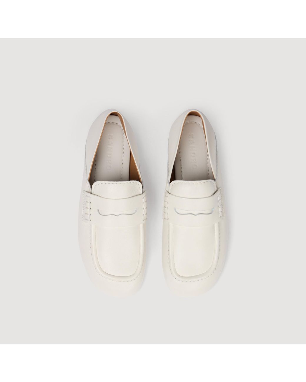 Sandro White Leather Loafers