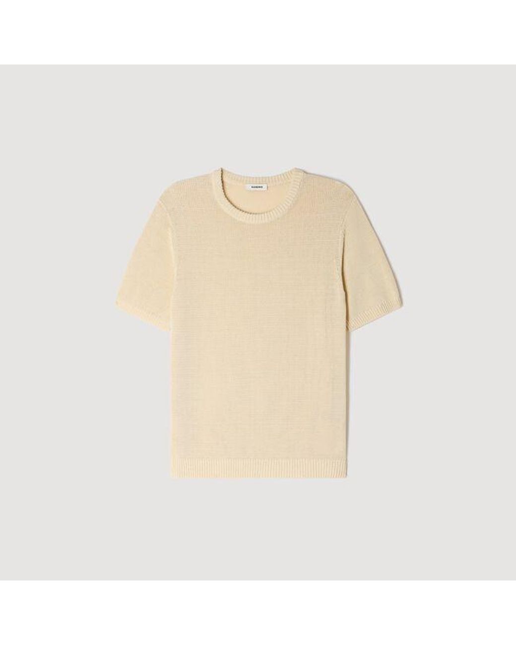 Sandro White Fine Knit T-Shirt for men