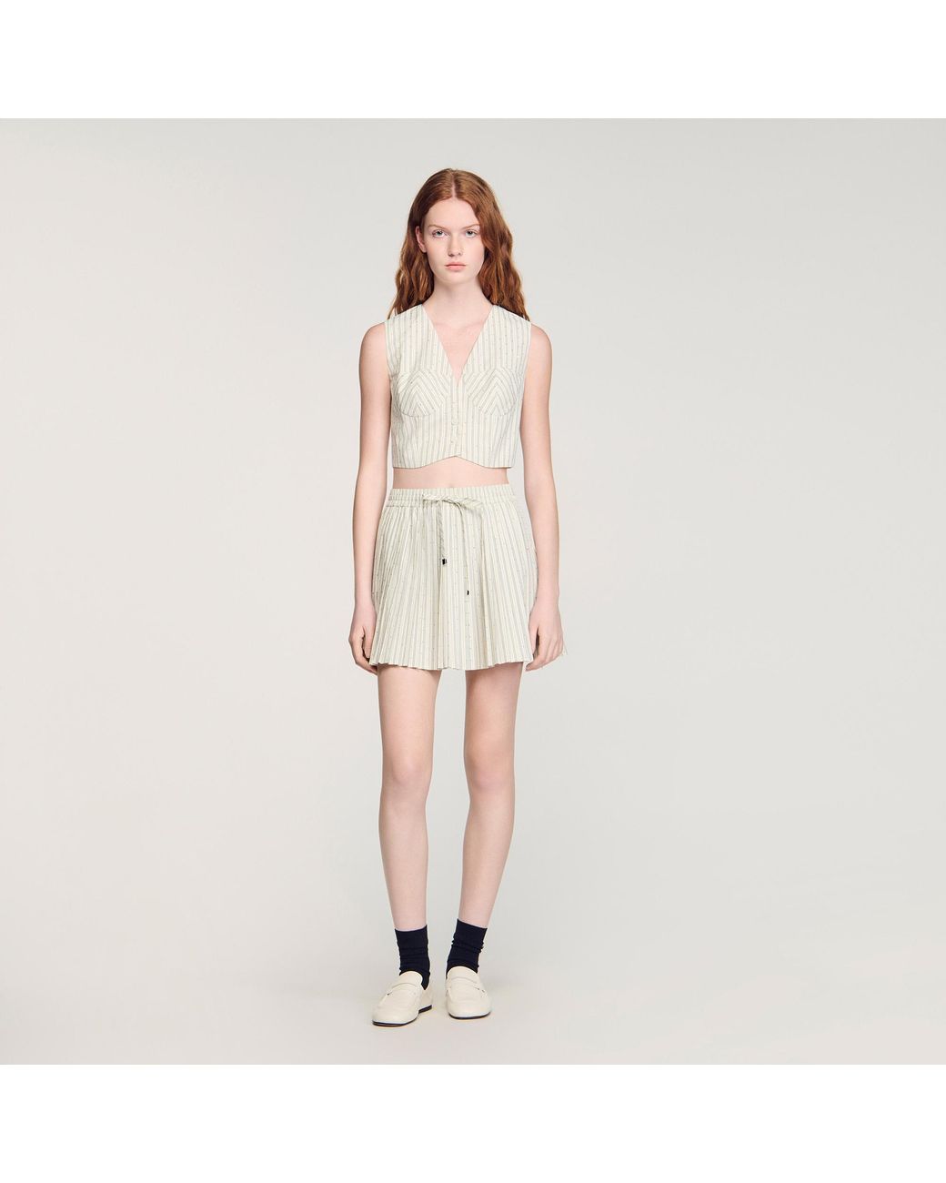Sandro Multicolor Short Rhinestone Striped Skirt