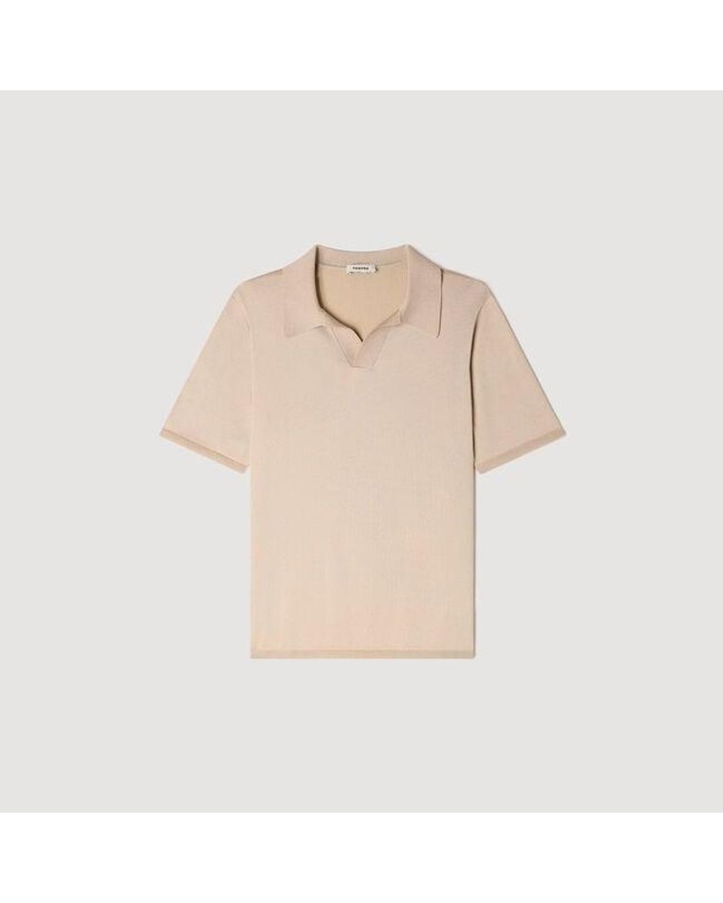 Sandro Natural Short-Sleeved V-Neck Polo Shirt for men