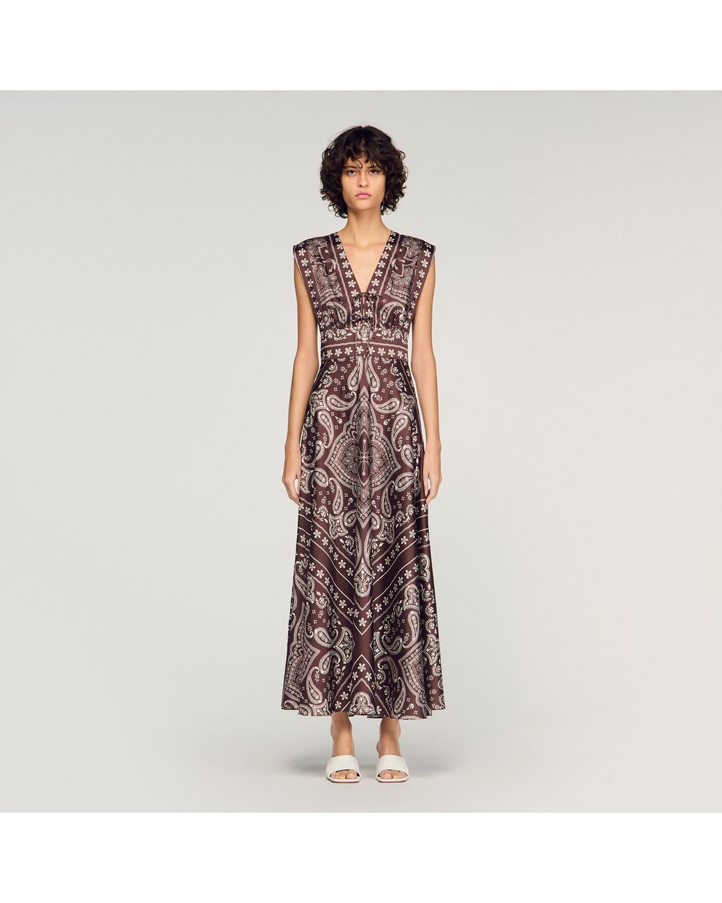 Sandro Multicolor Bandana-Print Maxi Dress
