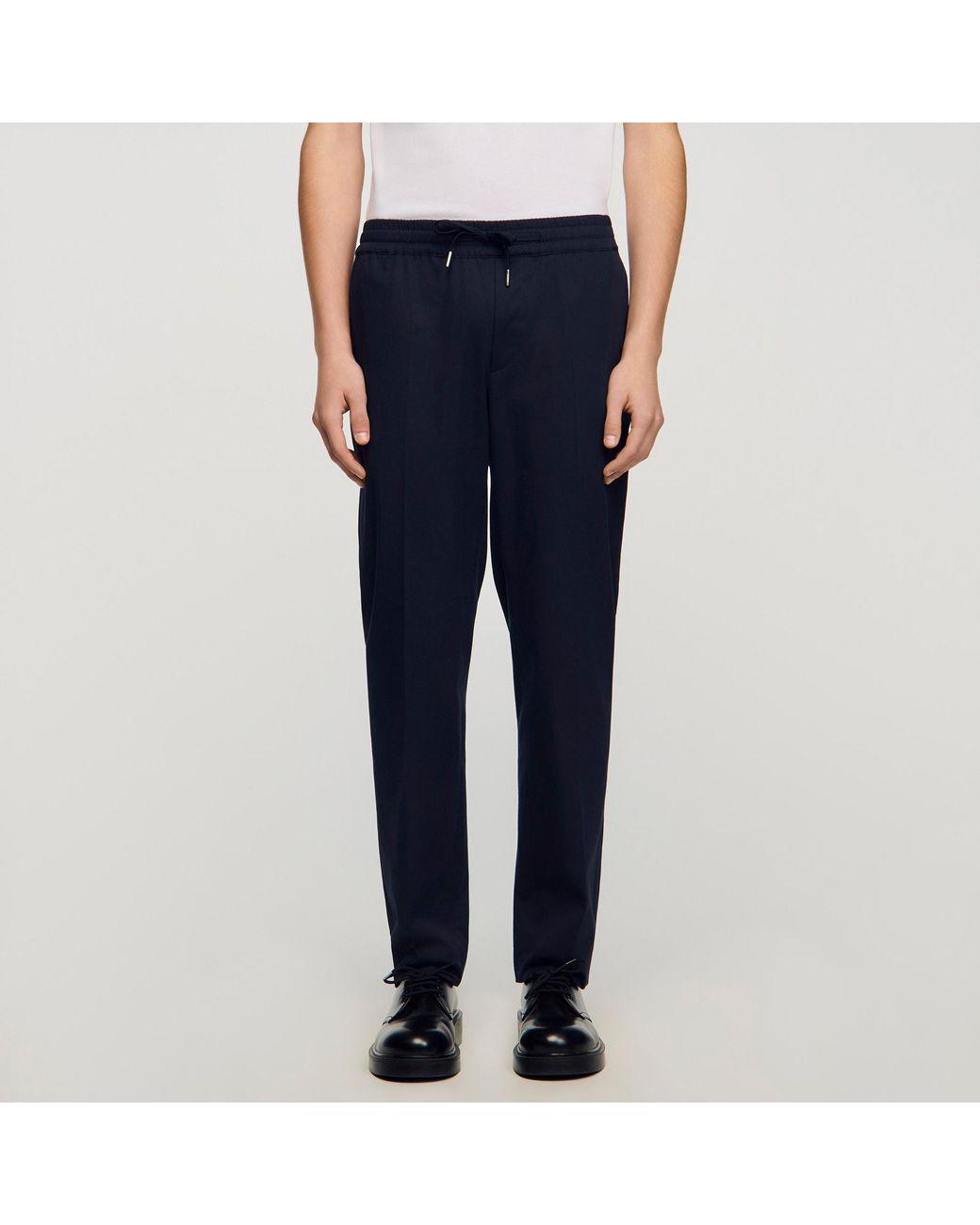 Sandro Blue Elasticated Straight-Leg Trousers for men