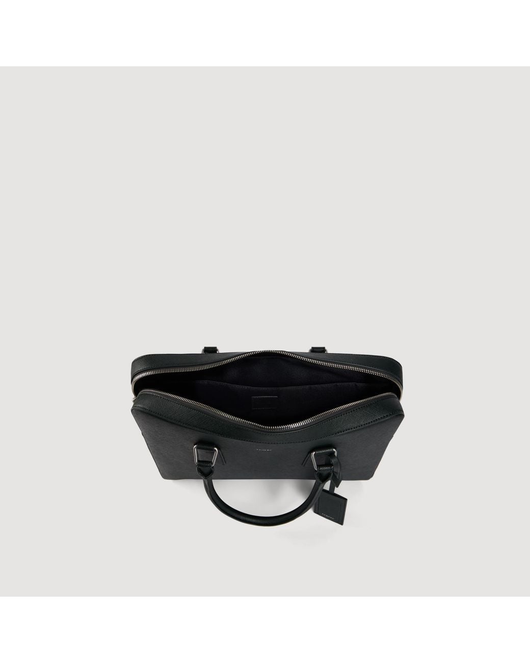 Sandro Black Large Reconstituted Leather Briefcase for men