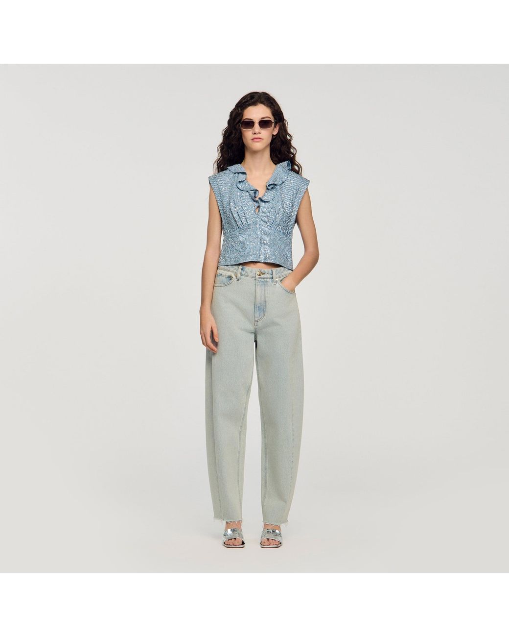 Sandro Blue Sequin Top