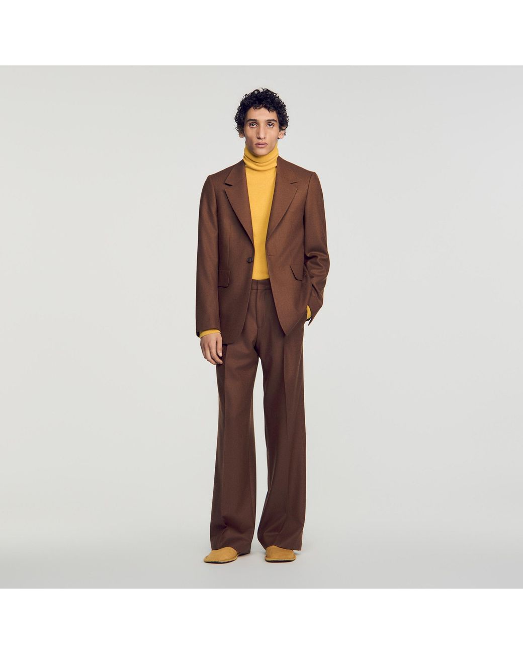 Sandro Brown Wool Suit Jacket for men