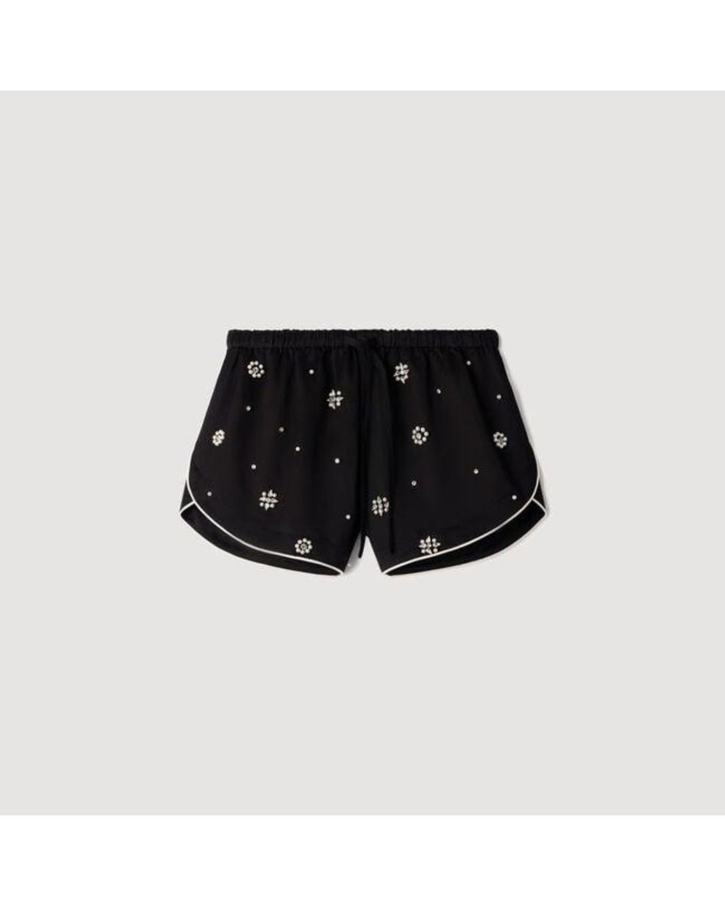 Sandro Blue Beaded And Rhinestone Shorts