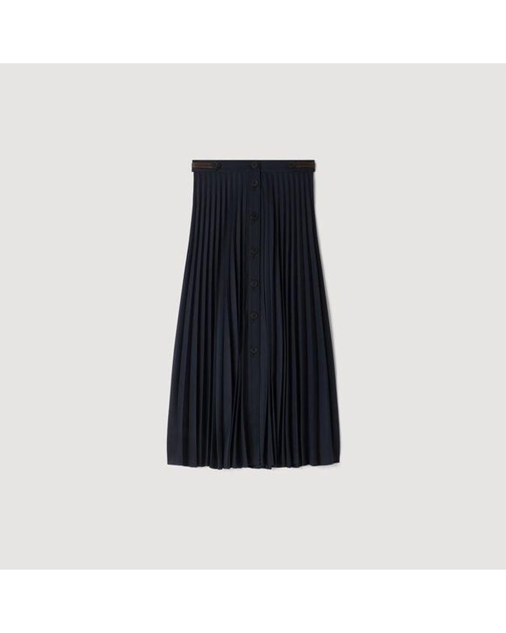 Sandro Blue Long Pleated Skirt