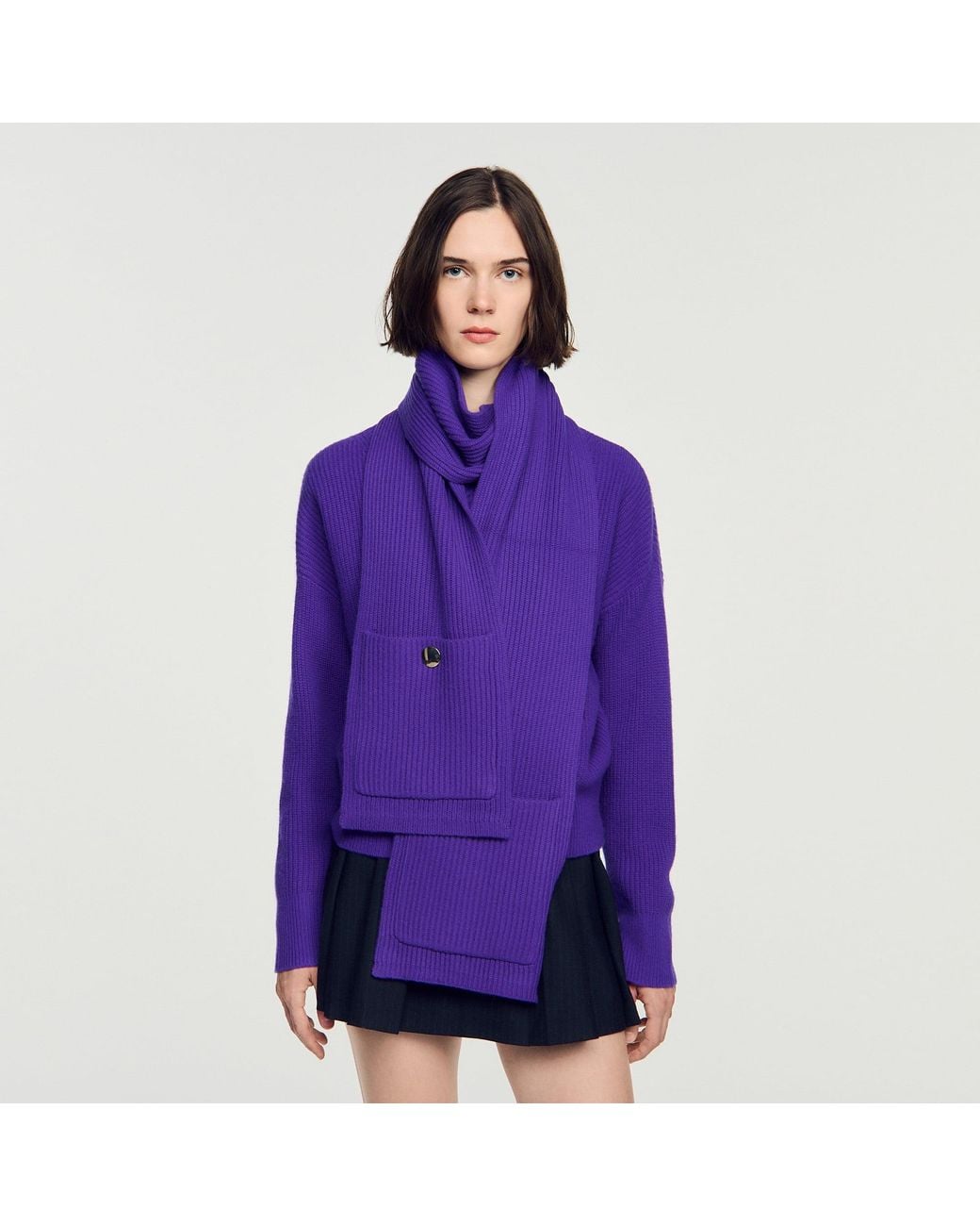 Sandro Purple Wool And Cashmere Scarf