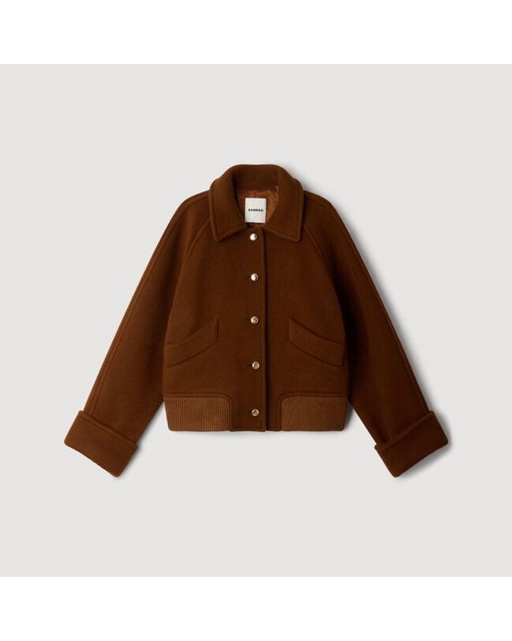 Sandro Blue Short Coat With Flap Pockets