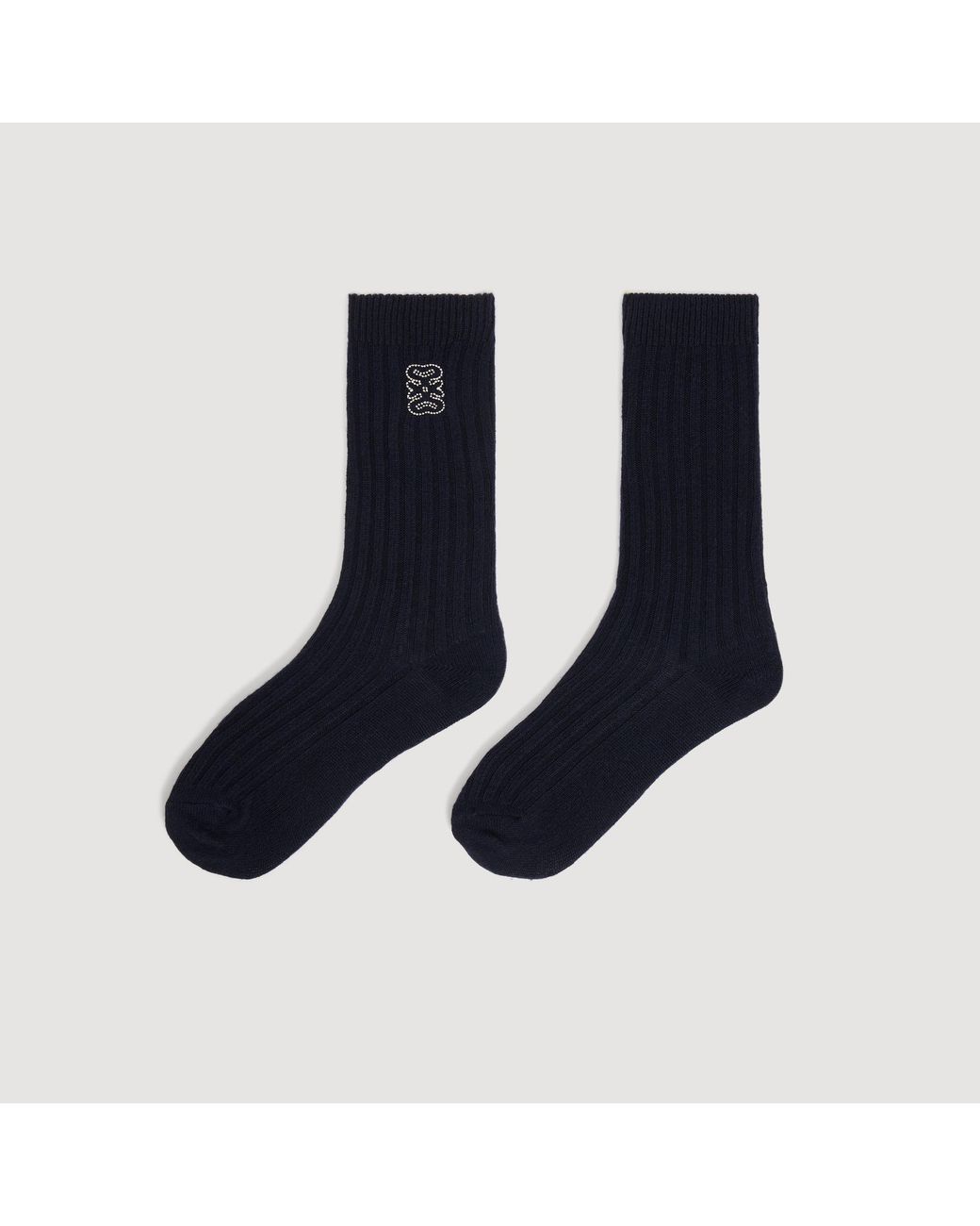 Sandro Blue Ribbed Logo Socks