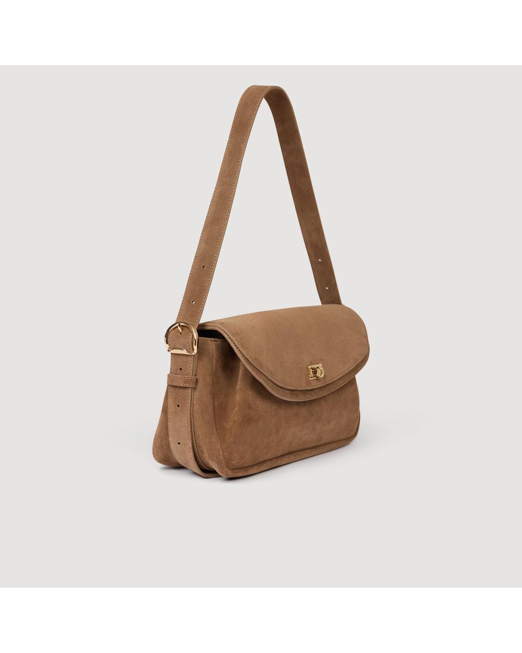Sandro Brown Le Mambo Suede Leather Bag