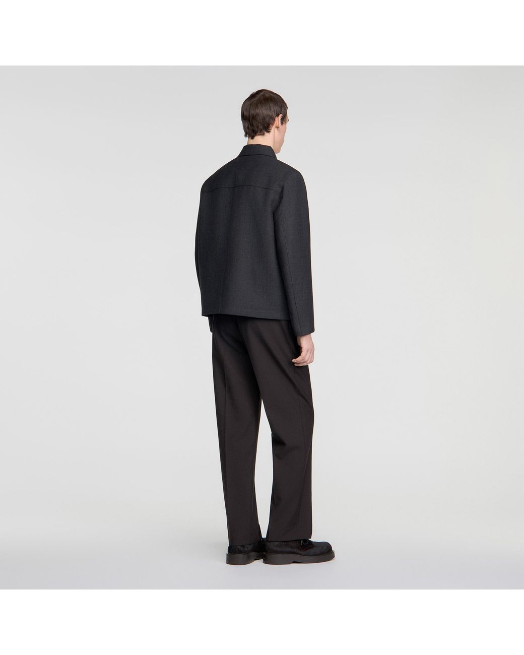 Sandro Black Straight Zip-Up Jacket for men
