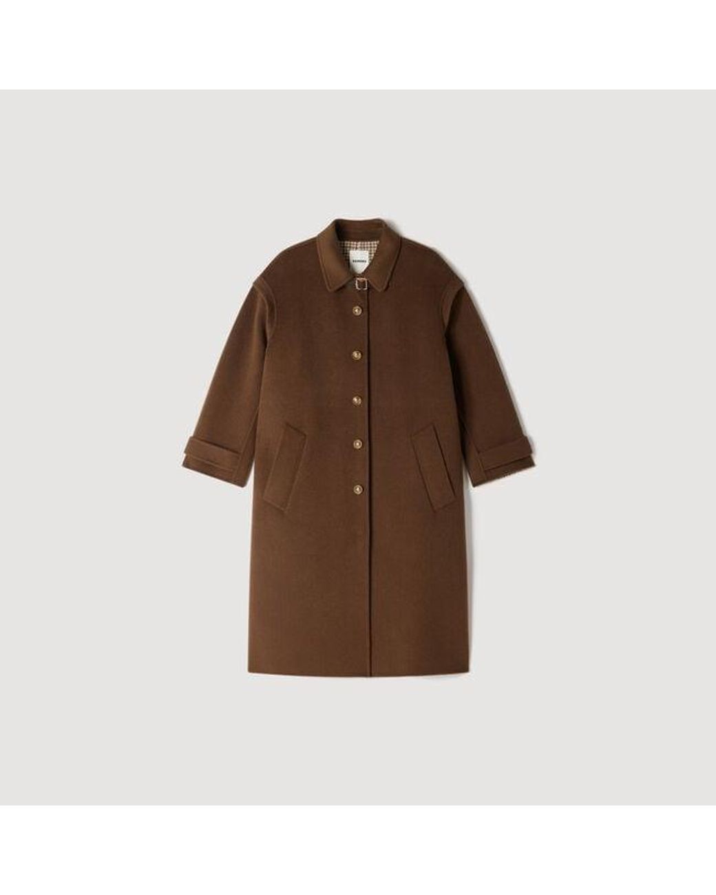 Sandro Brown Double-Faced Wool Coat