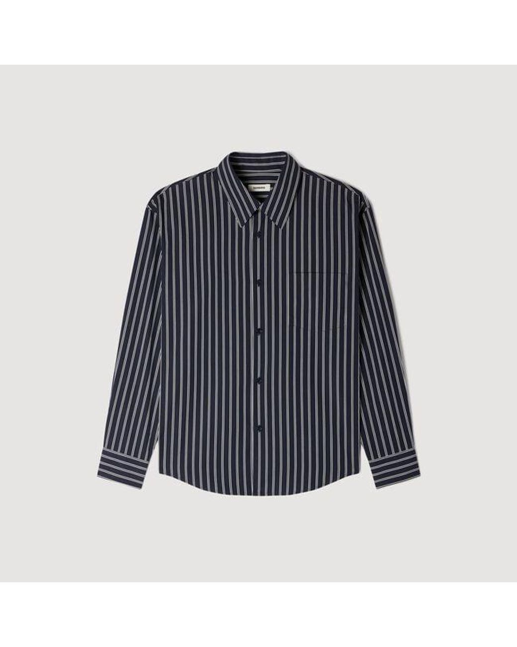 Sandro Blue Striped Cotton Shirt for men