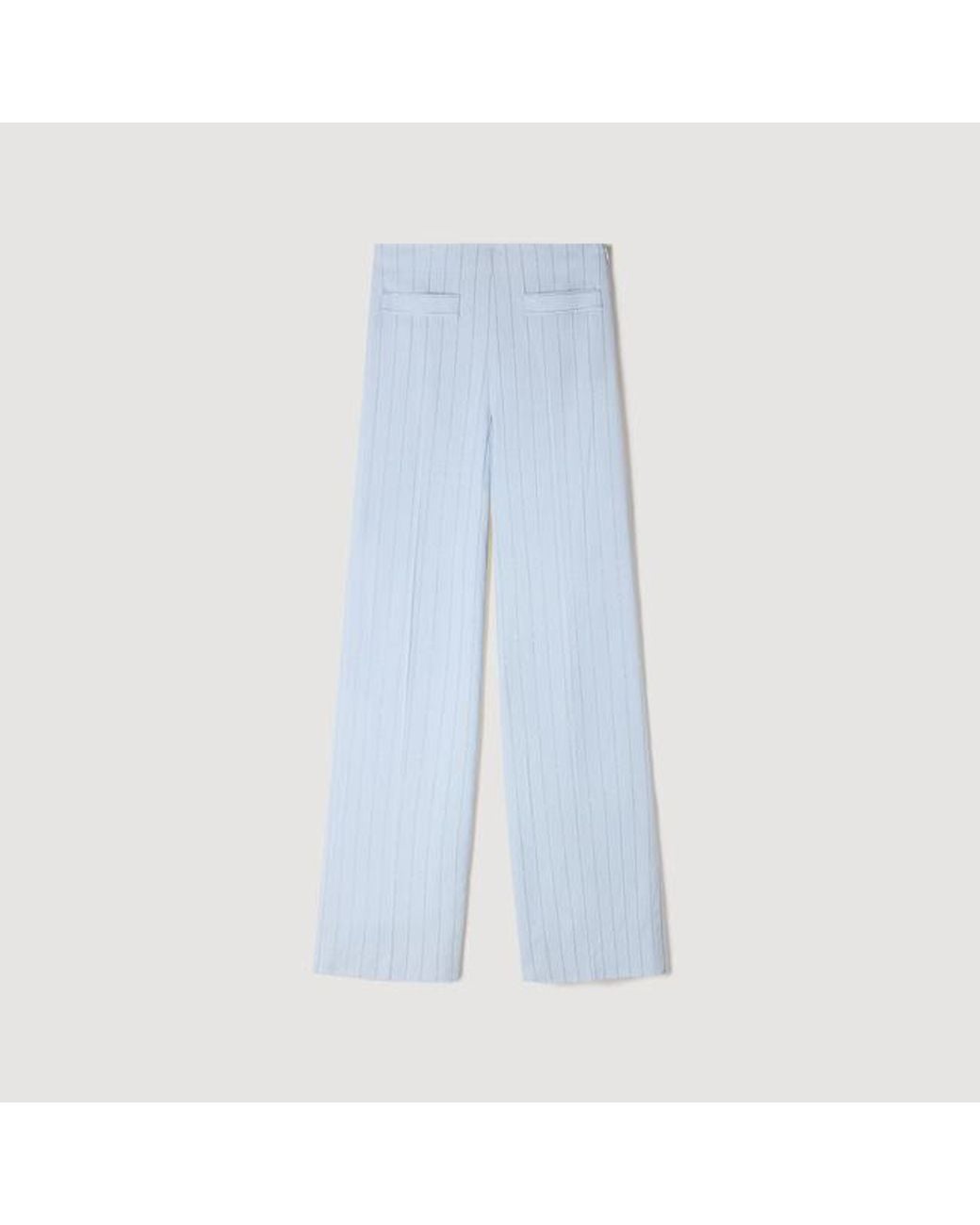 Sandro Blue Striped Sequin Trousers