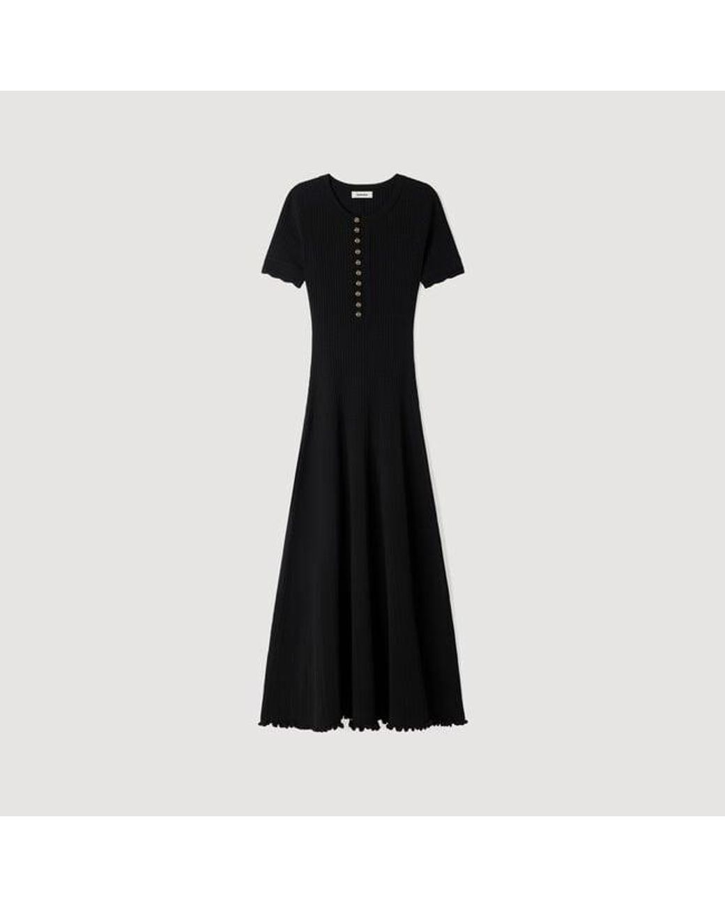 Sandro Blue Ribbed Knit Maxi Dress