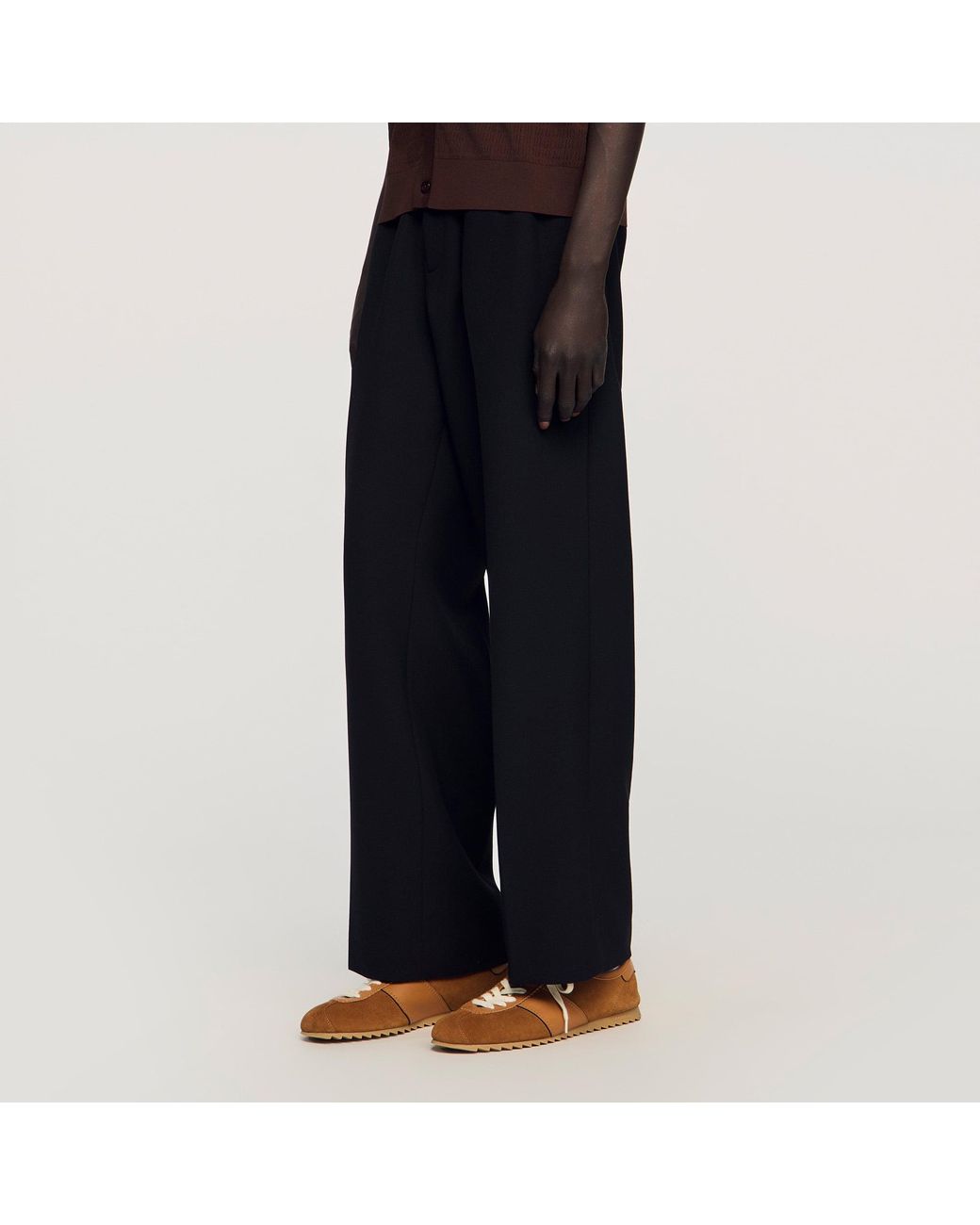 Sandro Brown Leather And Suede Low-Top Sneakers for men