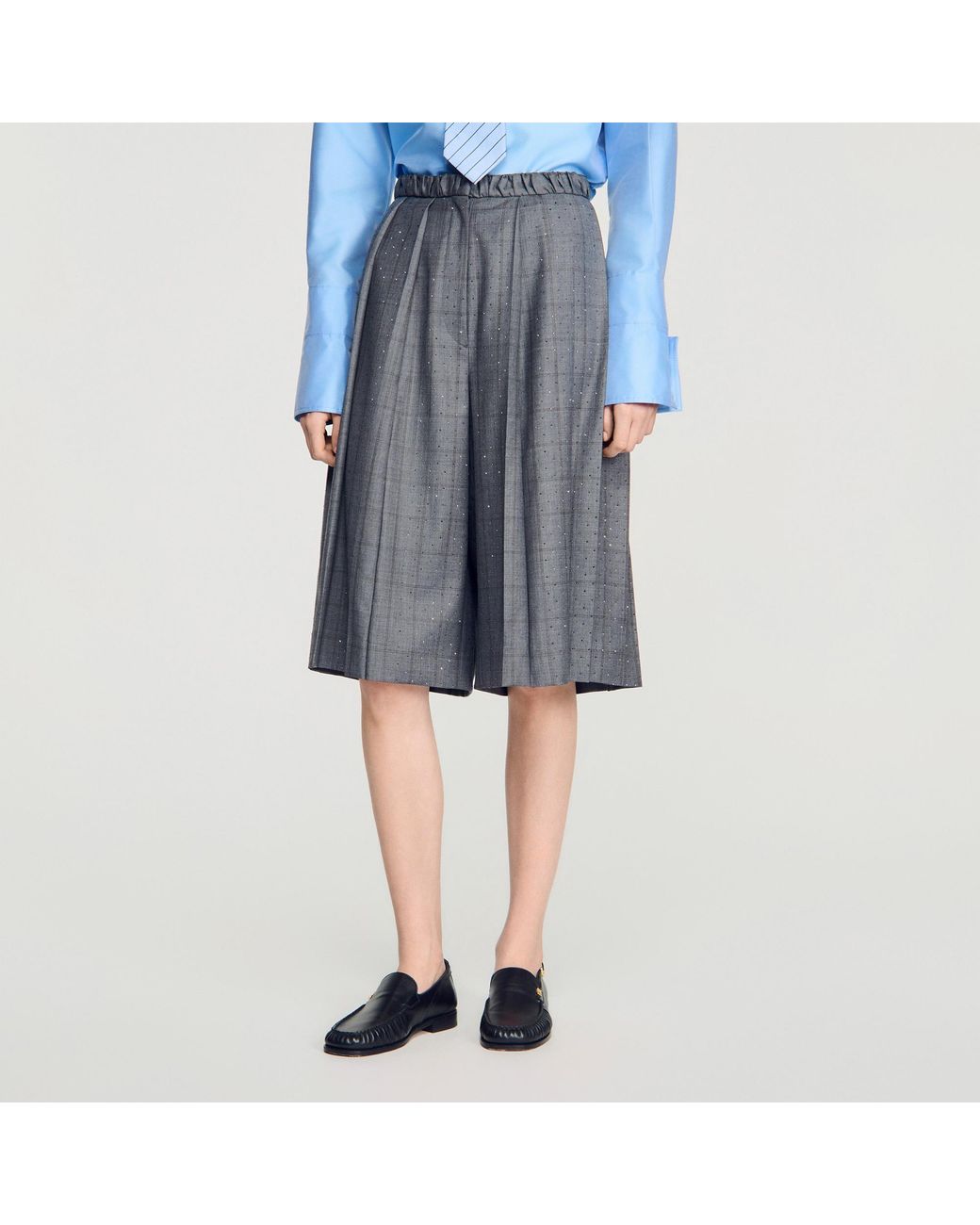Sandro Blue Check Wool Shorts