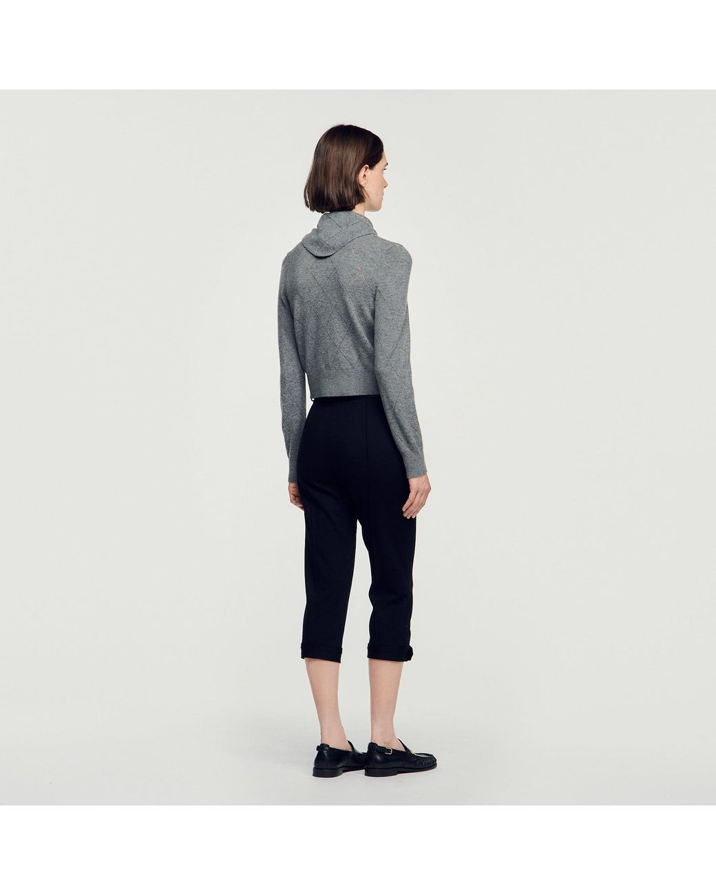 Sandro Blue Pointelle Knit Cardigan