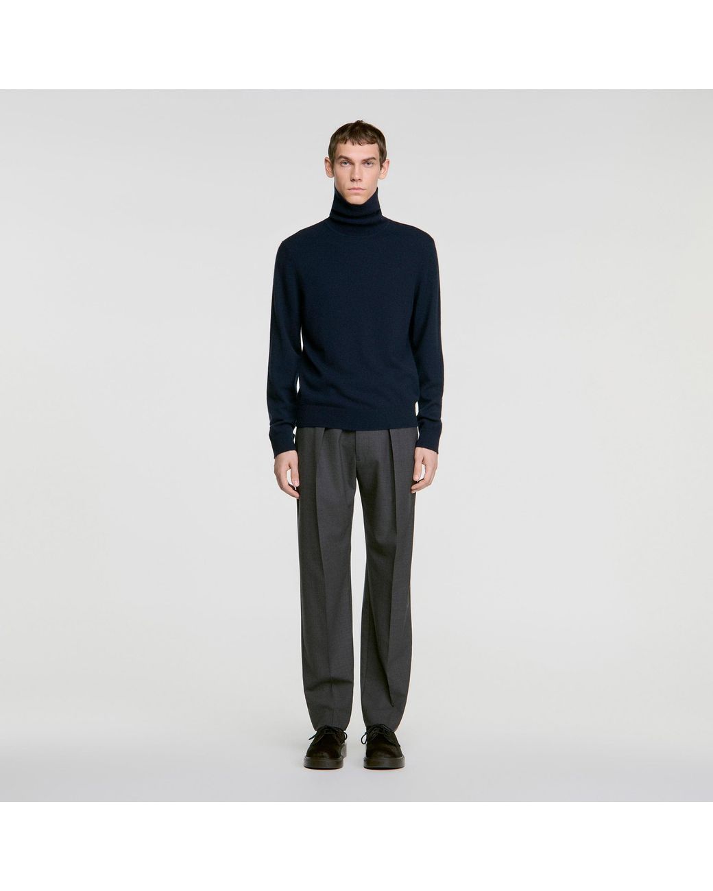Sandro Blue Cashmere Turtleneck Sweater for men