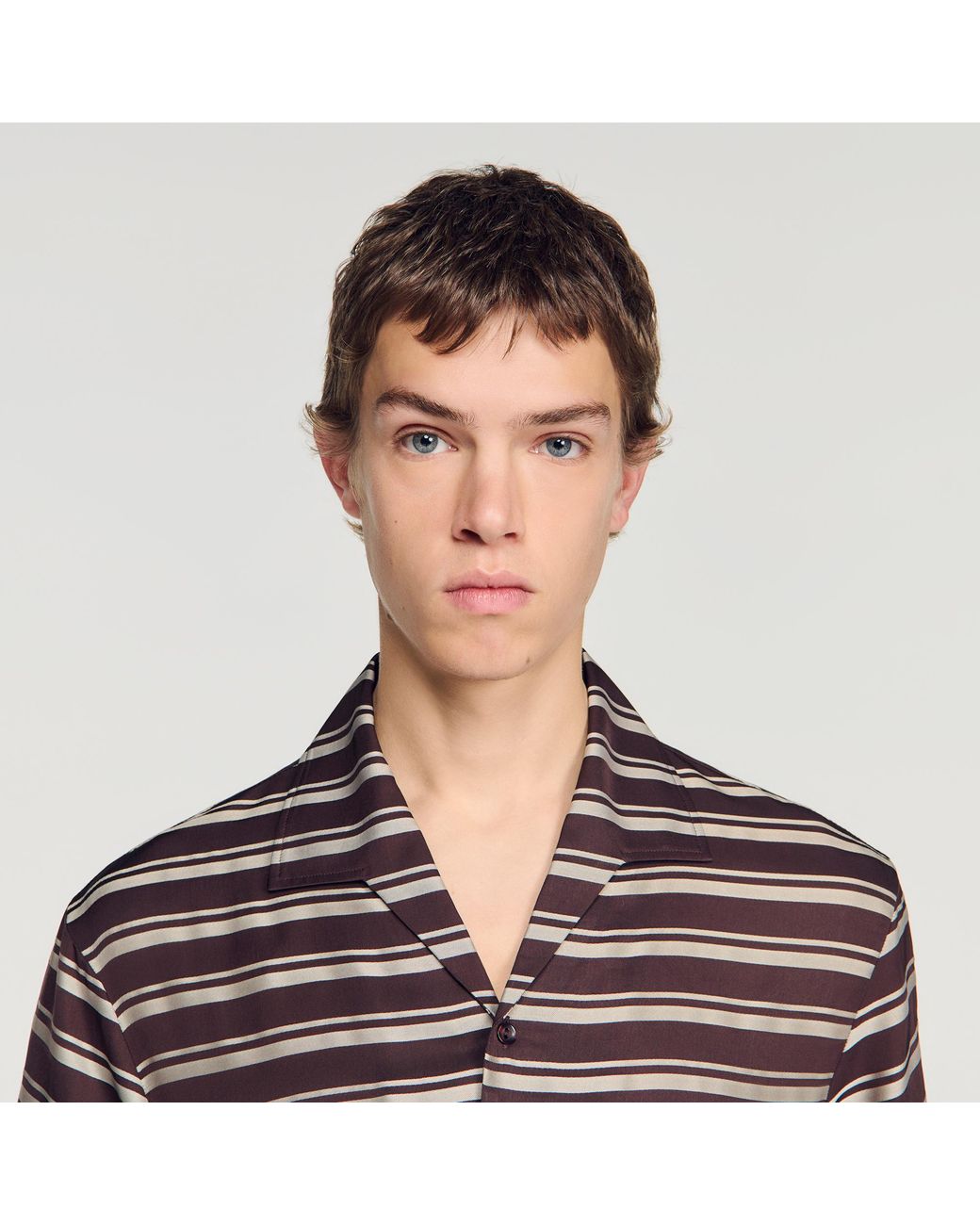 Sandro Blue Striped Boat Neck Shirt for men