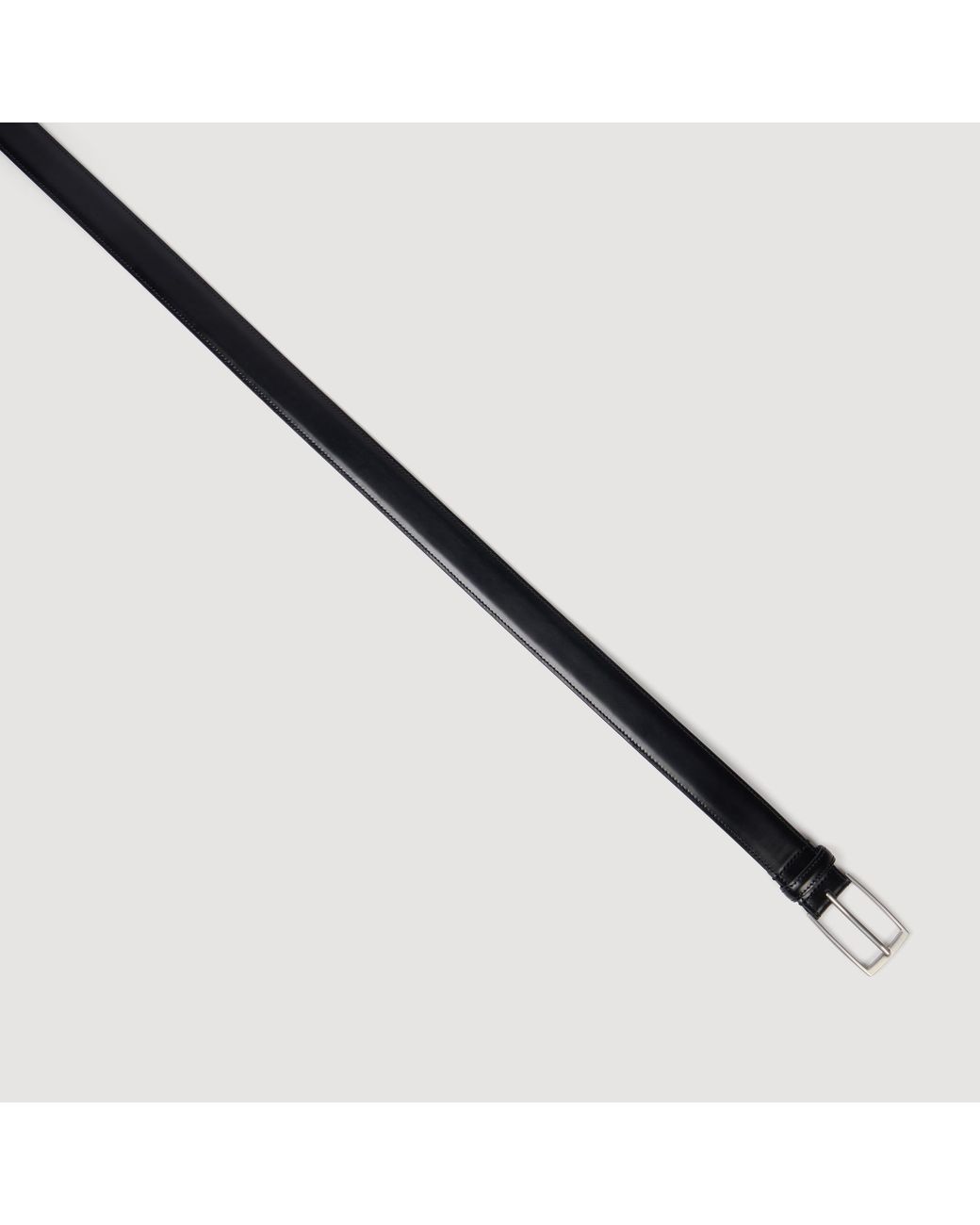 Sandro Black Rectangular Buckle Leather Belt for men