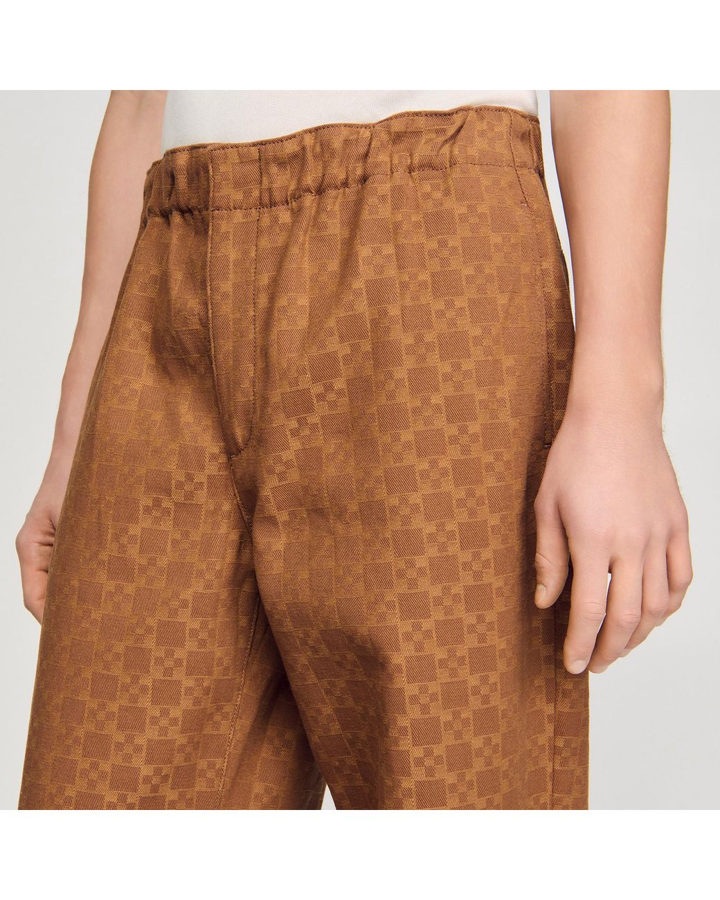 Sandro Natural Wide-Leg Jacquard Squarecross Jeans for men