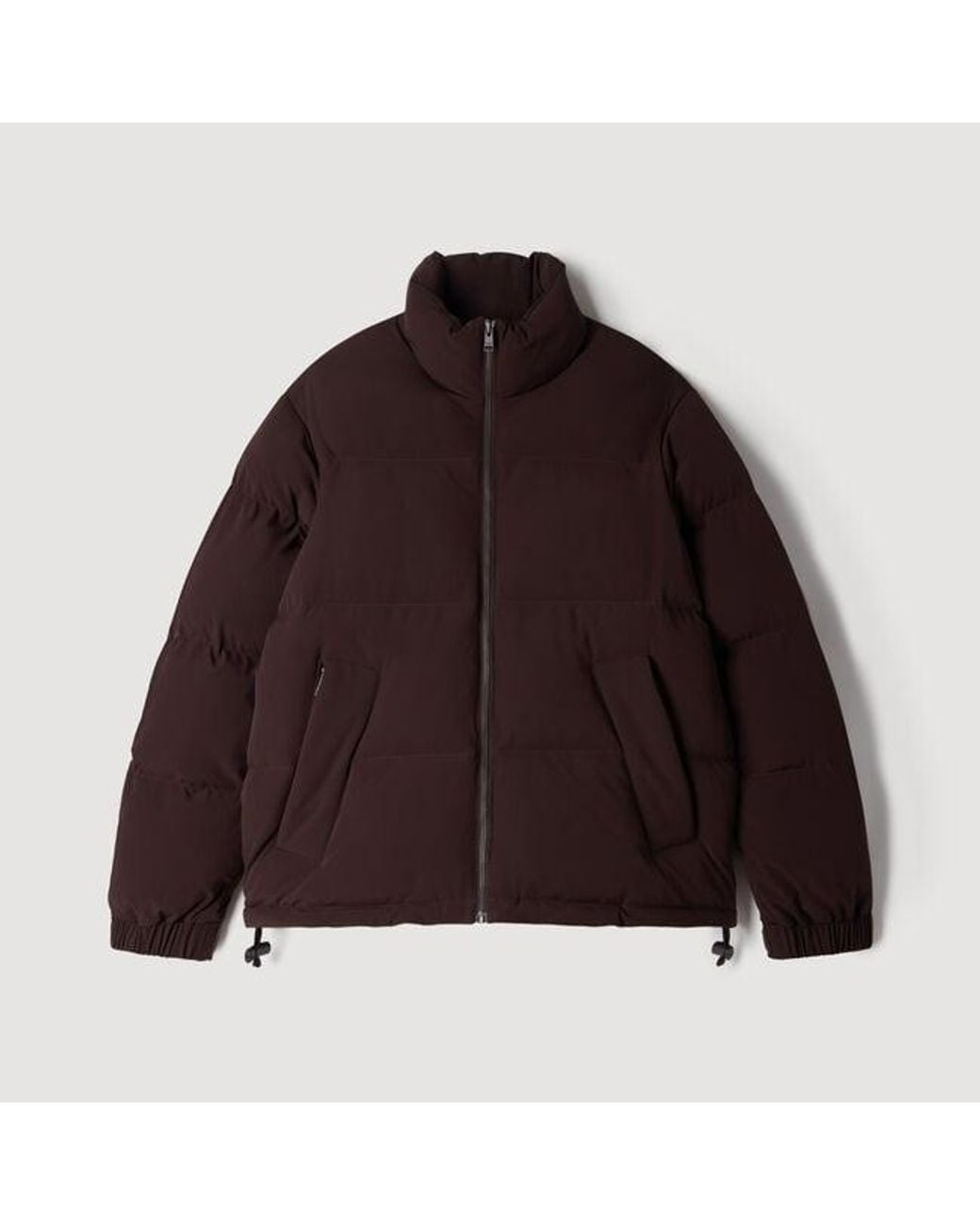 Sandro Blue Zip-Up Tech Fabric Puffer Jacket for men
